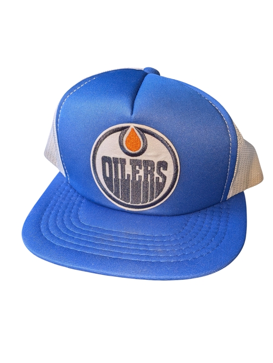NHL Other - Edmonton Oilers Vintage Blue Mesh Trucker Hat Rare Made In Korea